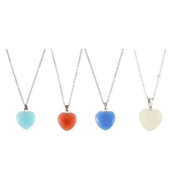 Glow in the Dark Heart Shaped Pendant Necklace