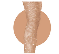 2 x Rhinestone Decorated Fishnet Stockings (Nude Color)
