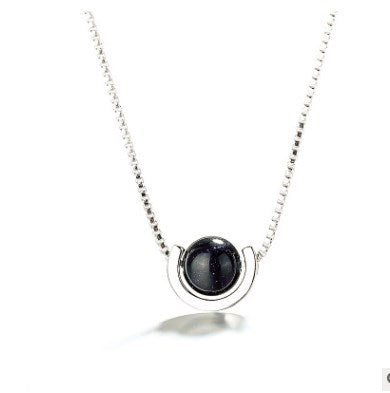 Silver Necklace with Black Ball Pendant