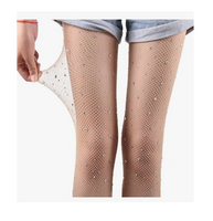 2 x Rhinestone Decorated Fishnet Stockings (Nude Color)