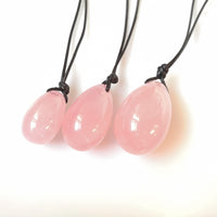 3 x Authentic Rose Quartz Yoni Eggs with Strings