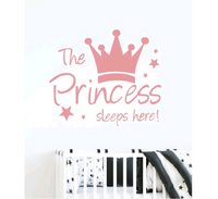 The Princess Sleeps Here Wall Sticker - Kids Room Decor - Wall Sticker