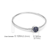 Sparkling Blue Circle Clasp Snake Chain Bracelet and 3ml Grandeur Perfume