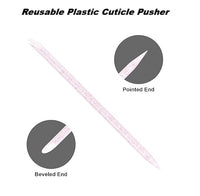 Reusable plastic cuticle pusher with pointed and beveled ends