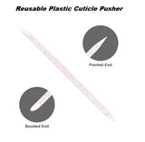 Reusable plastic cuticle pusher with pointed and beveled ends
