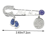 MashaAllah in Arabic on a Brooch Pin and Ayatul Kursi on Pendant - Large Safety Pin for Baby or Adult