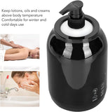Black electric warmer with pump for lotions, oils, and creams. Keep oils, creams and lotions at desired temperature for massage
