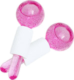 Pink Glitter Ice Globe Rollers for Skin Icing - Skin Rejuvenation Ice Globes