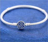 Sparkling Blue Circle Clasp Snake Chain Bracelet and 3ml Grandeur Perfume