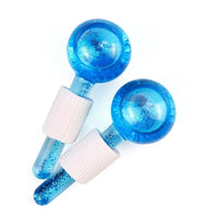 Blue Glitter Ice Globes for Face and Body Rolling - Glitter Facial Ice Globes 