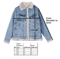 Short Oversized Denim Jacket - Sherpa Lined