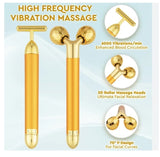 Gold high-frequency vibration T-shaped and Y-shaped energy beauty bars for massage and skin lifting