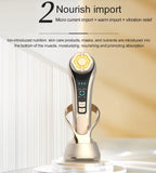 Beauty device using EMS and RF micro current import with warm and vibration for maximum absorption