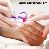 Person using a nail art tool with text 'Great Tool for Nail Art' . Brush for prepping and cleaning nails 