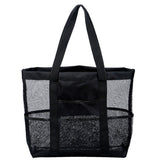Black mesh tote bag with a handle 