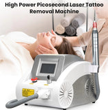High power picosecond laser tattoo removal machine with a person receiving treatment.