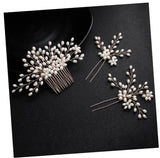 Elegant Bridal Hair Accessories - 3 Piece Faux Pearl on Branches (Wedding Hair Pins)