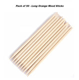 Pack of 50 long orange wood sticks - Cuticle pushers