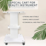 White special cart for beauty instruments and machines - Large Beauty trolley machine cart with wheels