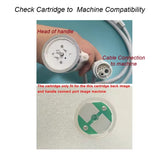 Cartridge and handle connection with text on compatibility check. RF Microneedling Cartridge - Old RF Microneedling Replacement Cartridges - Green and Silver RF Microneedling Cartridges