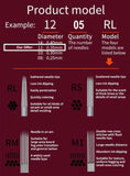 Technical chart detailing needle models - 1205 Tattoo Needle Series