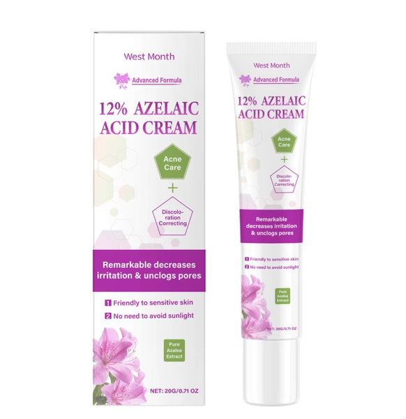 12% Azelaic Acid Cream is a skincare product designed to address various skin concerns. It's known for its potential to clear clogged pores, reduce inflammation, and improve skin tone, particularly for acne-prone and dull skin