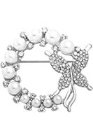 Elegant Circle and Pearl Type Brooches - Smart Brooches - Wedding Accessory