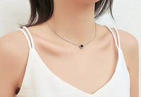 Silver Necklace with Black Ball Pendant