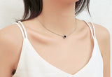 Silver Necklace with Black Ball Pendant