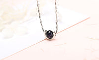 Silver Necklace with Black Ball Pendant