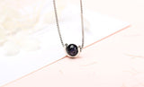 Silver Necklace with Black Ball Pendant