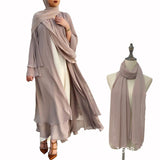 Double Layered Chiffon Abaya (Dusty Purple)