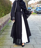Double Layered Chiffon Abaya (Black)